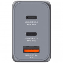 VERBATIM Chargeur secteur  GNC 1x port USB-A + 2x ports USB-C 65W (Noir)