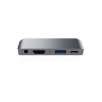 Satechi Satechi HUB USB-C 4 EN 1 CLIP GRIS SIDERAL - Hub USB pour iPad Pro avec port de charge USB-C, port HDMI 4K, port USB 3.0 et prise jack 3,5 mm. Conçu pour iPad Pro 2018, ce hub compact offre un affichage 4K, recharge USB-C PD 3.0, connectivi