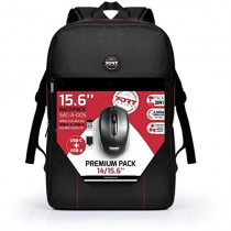 PORT DESIGN Premium Bundle Laptop Backpack & Wireless Mouse Compact & lightweight notebook backpack Padded notebook compartment up to 15,6'' USB Wireless Mouse with 3 buttons and scroll wheel USB-C & USB-A connectivity  2,4 Ghz Wireless technology (10 met
