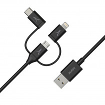 Akashi Câble Eco 3-en-1 USB-A vers USB-C / Lightning / micro USB
