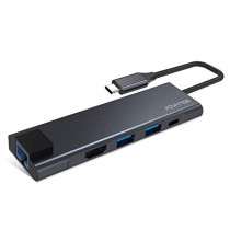ADVANCE HUB en aluminium Type-C: 2 ports USB3.1, 1 x USB-Type-C, 1xHDMI 4K, 1x RJ45 Gigabyte, idéal pour laptop et tablette
