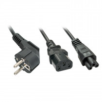 Lindy 2m Schuko to 1x IEC C13 and 1x IEC C5 Y-Power Cable