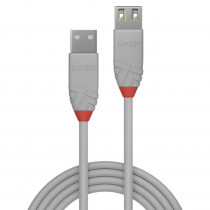 Lindy 0.5m USB 2.0 Type A Extension Cable Anthra Line USB Type A Male to Female cool grey
