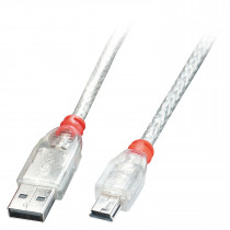 Lindy USB 2.0 Cable A/Mini-B 5m USB High Speed Transparent