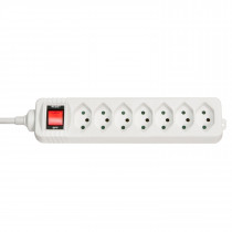 Lindy Mains 7 way gang socket Swiss with on/off Switch 2300W with overvoltage protection