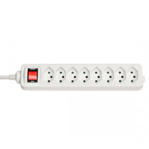 Lindy Mains 8 way gang socket Swiss with on/off Switch 2300W with overvoltage protection