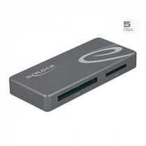 DeLock Lecteur de carte USB type C™ + concentrateur USB type A et