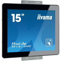 IIYAMA 15" Tactile PCAP, conceptions en verre sans cadre, 10 points, 1024x768, VGA, HDMI, DisplayPort, 350cd/m2, 800:1, 8ms, USB (interface), VESA 100, Multi points uniquement si supporté par lOS, Open Frame, Équipé de supports externes, revêtement anti-e
