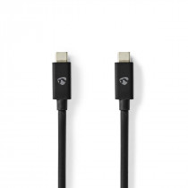 Nedis Câble USB USB 4.0 Gen 2x2 USB-C Mâle USB-C Mâle 240 W 8K@60Hz 20 Gbps Plaqué nickel 2.00 m Rond PVC Noir Enveloppe