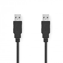 Nedis Câble USB | USB 2.0 | USB-A Mâle | USB-A Mâle | 480 Mbps | Plaqué nickel | 2.00 m | Rond | PVC | Noir | Label