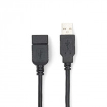 Nedis Câble USB USB 2.0 USB-A Mâle USB-A Femelle 480 Mbps Plaqué nickel 2.00 m Rond PVC Noir Label