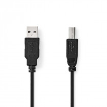 Nedis Câble USB USB 2.0 USB-A Mâle USB-B Mâle 10 W 480 Mbps Plaqué nickel 0.50 m Rond PVC Noir Label