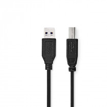 Nedis Câble USB USB 3.2 Gen 1 USB-A Mâle USB-B Mâle 5 Gbps Plaqué nickel 2.00 m Rond PVC Noir Label