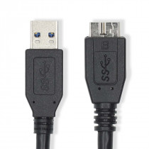 Nedis Câble USB USB 3.2 Gen 1 USB-A Mâle USB Micro-B mâle 5 Gbps Plaqué nickel 1.00 m Rond PVC Bleu Label