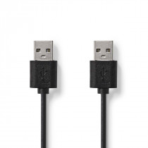 Nedis Câble USB USB 2.0 USB-A Mâle USB-A Mâle 480 Mbps Plaqué nickel 2.00 m Rond PVC Noir Label