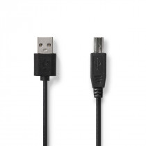 Nedis Câble USB USB 2.0 USB-A Mâle USB-B Mâle 480 Mbps Plaqué nickel 3.00 m Rond PVC Noir Label