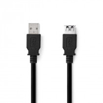 Nedis Câble USB USB 3.2 Gen 1 USB-A Mâle USB-A Femelle 5 Gbps Plaqué nickel 2.00 m Rond PVC Noir Label