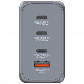 VERBATIM Chargeur secteur  GNC 1x port USB-A + 3x ports USB-C 240W (Noir)