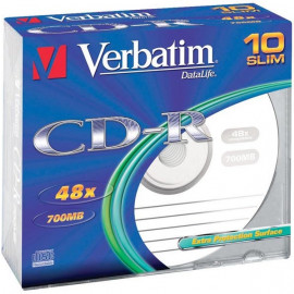 VERBATIM CD-R 700 Mo certifié 52x (pack de 10, boitier slim)