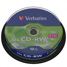 VERBATIM CD-RW 700 Mo certifié 12x (pack de 10, spindle)