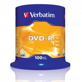 VERBATIM DVD-R 4.7 Go certifié 16x (pack de 100, spindle)
