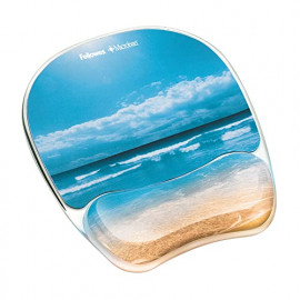 Fellowes Photo Gel Mouse Pad and Wrist Rest with Microban Protection Sandy Beach