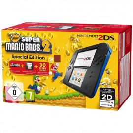 Nintendo Nintendo 2DS Noire / Bleue + New Super Mario Bros. 2 - Console Nintendo 2DS + carte mémoire SDHC 4 Go + Adaptateur secteur + New Super Mario Bros. 2