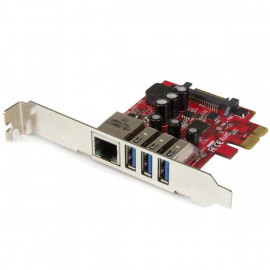 STARTECH Carte PCI Express à 3 ports USB 3.0 et 1 port Gigabit Ethernet