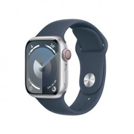 APPLE Watch Series 9 GPS + Cellular Aluminium Argent Bracelet Sport Band Bleu M/L 41 mm