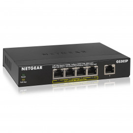 NETGEAR GS305P 5-Port Gigabit PoE  GS305P 5-Port Gigabit PoE Unmanaged Switch with 4 PoE ports desktop metal housing fanless PoE budget 63W