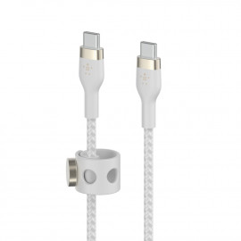 BELKIN Boost Charge Pro Flex Câble silicone tressé USB-C vers USB-C (blanc)