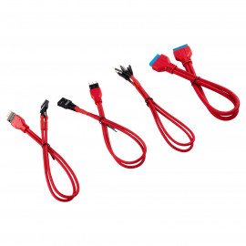 CORSAIR CC-8900246 Kit d'extension gainé pour panneau avant (30 cm) - Rouge - Kit de rallonges de câbles pour front panel - Rouge 