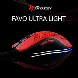 Arozzi Souris filaire Gamer  Favo Ultra Light RGB (Rouge/Noir)