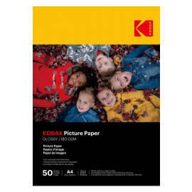 KODAK 50 feuilles de papier photo 180gsm, brillant, Format A4