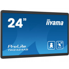 IIYAMA 23,8", PCAP Android 12, dalle IPS, 1920x1080, 24/7, 250cd/m², 1000:1, 10 points tactiles avec revêtement anti-empreintes, 32 GB de stockage, 1xHDMI, USB (2x2.0), haut-parleur, Portrait / paysage / FaceUp, WiFi / LAN / BlueTooth 5.2, VESA 100x100 