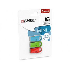 EMTEC Pack de 3 mini clés USB 2.0 D250 16 Go