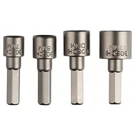 Bosch Professional Bosch 2609255904 Assortiment de 4 douilles pour Vis à tête six pans 1/4" ISO 1173 C6.3/SW7/SW8/SW10/SW13 Longueur 36-38 mm