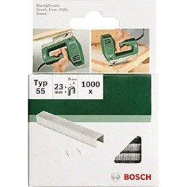 Bosch Professional Bosch 2609255829 Set de 1000 agrafes à dos étroit Type 55 Largeur 6 mm Epaisseur 1,08 mm Longueur 23 mm