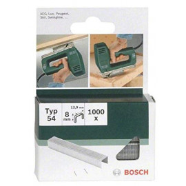 Bosch Professional Set de 1000 agrafes à fil plat Type 54 Largeur 12,9 mm Epaisseur 1,25 mm Longueur 8 mm