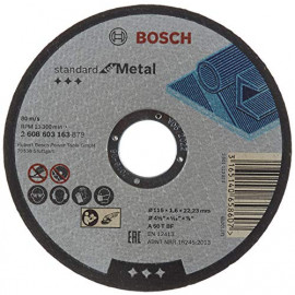 Bosch Professional Bosch 2608603163 Disque à tronçonner à moyeu plat standard for metal A 60 T BF 115 mm 22,23 mm 1,6 mm