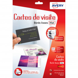 Avery Papier Créatif 80 Cartes de Visite 85x54mm Mates 260g