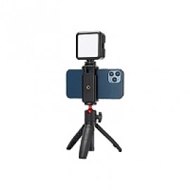 WE WE Vlog Kit pour Caméra Vidéo Smartphone Trépied Hauteur Réglable Microphone avec Lumière LED
