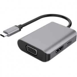 DLH - Adaptateur vidéo - 24 pin USB-C mâle pour HD-15 (VGA), HDMI, 24 pin USB-C femelle - 19 cm - noir - support 1080p, support pour 4K60Hz
