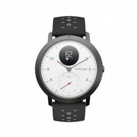 Withings Montre connectée Homme WITHINGS Montres STEEL HR 3 Aiguilles - Induction HWA01-White-All-Inter - Bracelet Silicone Noir