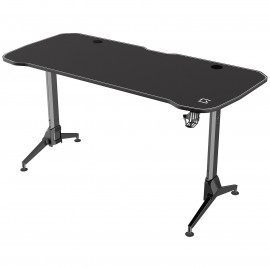 Rekt R Rekt R-Desk MAX 160 (Noir) - Bureau gamer spacieux et ergonomique de 160 cm avec support jusqu'à 100 kg. Réglage de hauteur manuel, tapis de souris imperméable, gestion des câbles, et porte-gobelet intégré. Idéal pour gaming, travail ou déte