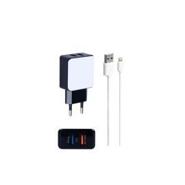 Freaks and Geeks Chargeur Secteur x2-USB-A/Lightning pour produits Apple
