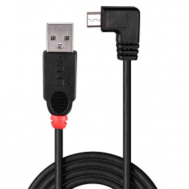 Lindy USB 2.0 Type A/Micro-B 90 0.5m Mini-B plug right angled