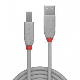 Lindy 3m USB 2.0 Type A to B Cable Anthra Line USB Type A Male to B Male cool grey