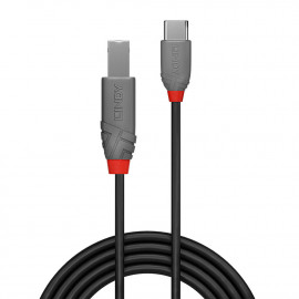 Lindy 0.5m USB 2.0 Type C an B Cable Anthra Line