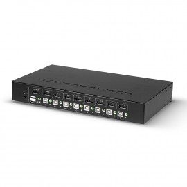 Lindy 8 Port DisplayPort 1.2 USB 2.0 KVM Switch Switches between up to 8 PCs from one display keyboard and mouse
